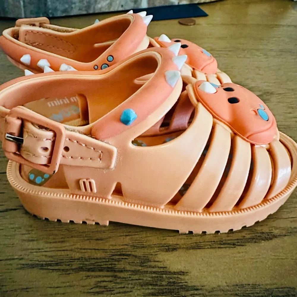 Mini Melissa | Francxs Dino Baby Orange Pink Coral Sandals | size 6